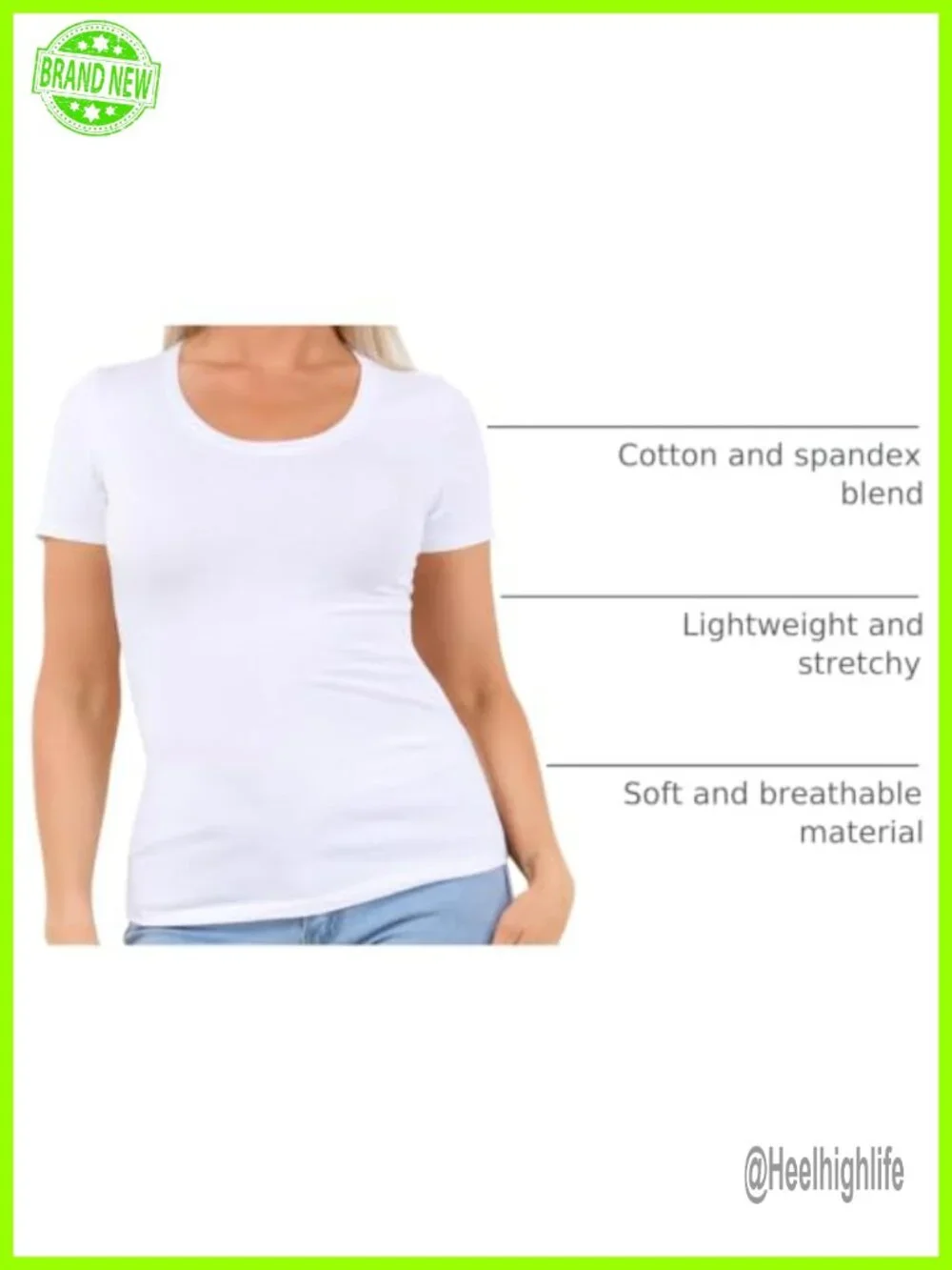 Women's Cotton Scoop Neck T-Shirt Cap Sleeve Fitted Casual Layering Tee